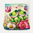thumbnail image 3 of Deluxe Soft Cozy Warmth Polyester Contemporary Animal Themed Flannel Bed Blanket - Reversible All-Season Green Frogs with Butterflies Print, Multipurpose Nap Digital Printed Bedding, Machine Washable, 3 of 6