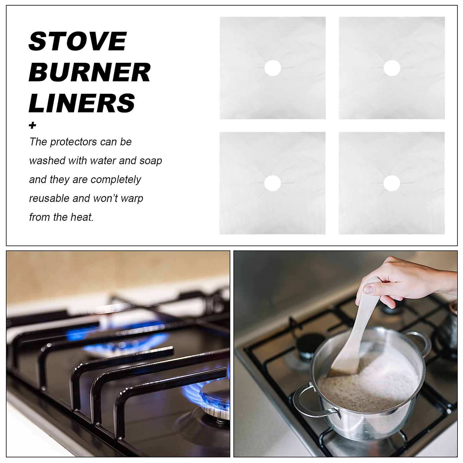 Gas Stove Protection Mat Range Protectors Fiberglass Oven Burner Covers Pad 16 Pcs