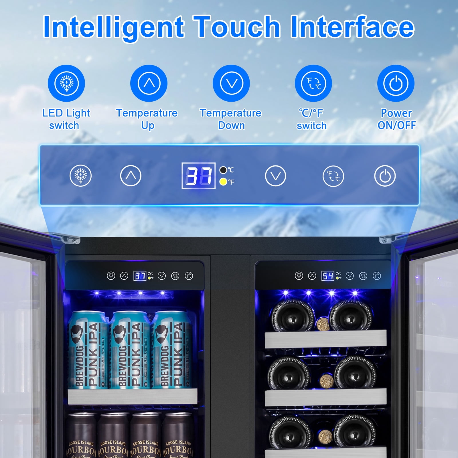 TITTLA 24 Inch Wine and Beverage Refrigerators Cooler,18-Wine Bottles and 57 Cans,Dual Zone,Under Counter,White