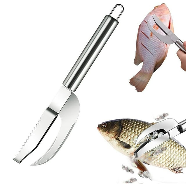 WIFKLSIIPG 2024 Upgrade 3 in 1 Fish K Nife Fish Scale K Nife 3 in 1 Stainless Steel S Hrimp Whisker Peeler Tool Multifunctional S Hrimp Line Fish Maw K Nife Cleaner Tool Kitchen Accessory(Silver)