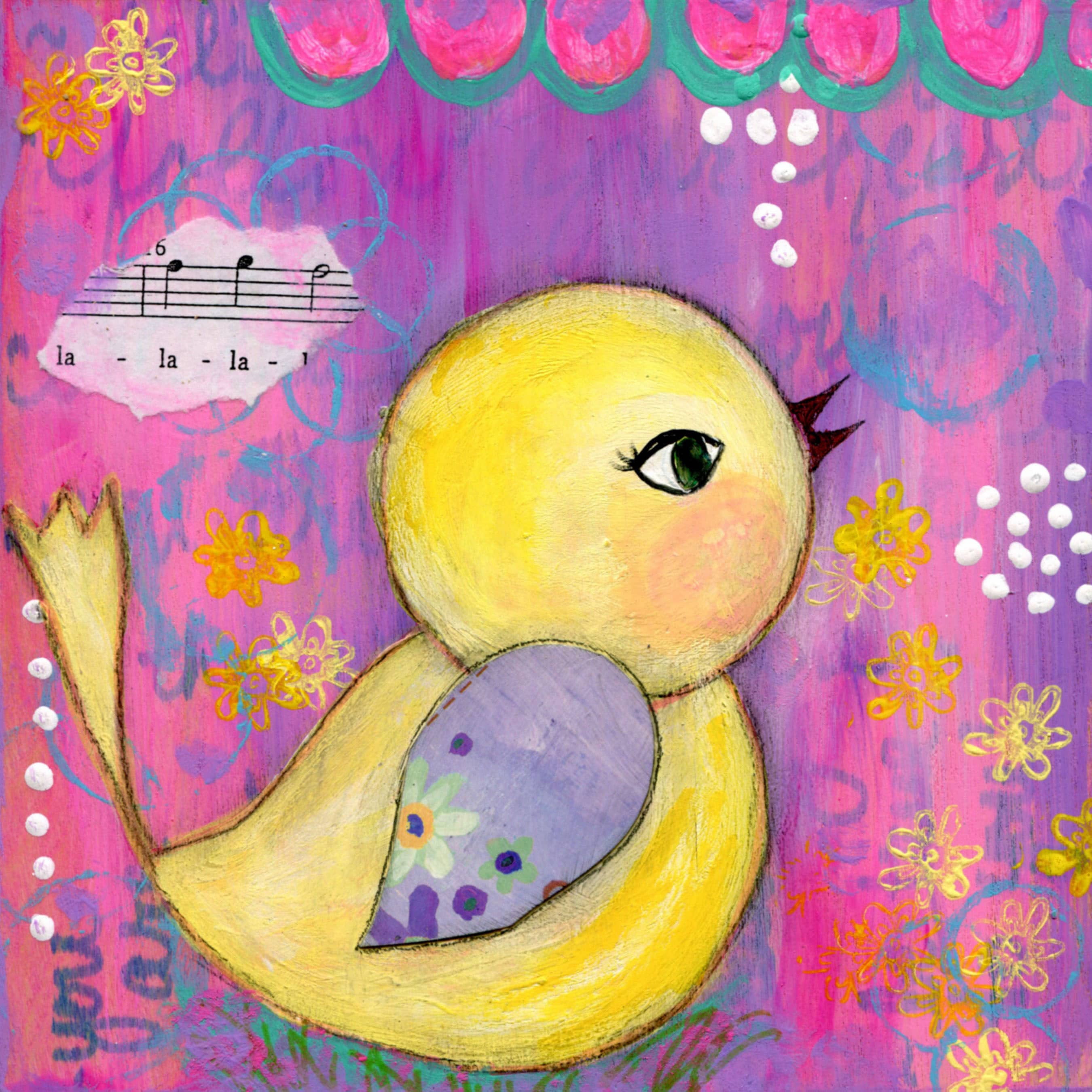 Marmont Hill "La La Birdie" by Jill Lambert Painting Print on Wrapped Canvas