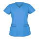 thumbnail image 1 of ICHUANYI Clearance Women Short Sleeve V-neck Tops Working Uniform Color Blouse(Light blue, S) ICHUANYI WER2023080700194, 1 of 2
