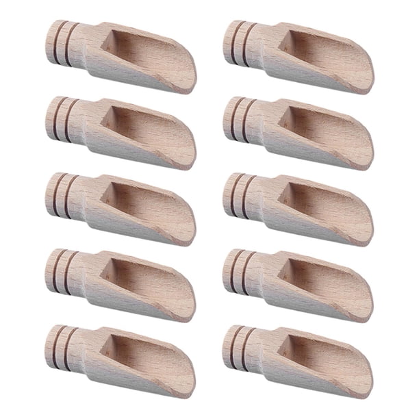 10 piezas Mini cuchara de madera cuchara para granos de café mango corto utensilio de cocina pequeña cuchara de té para té miel cocina 48mm