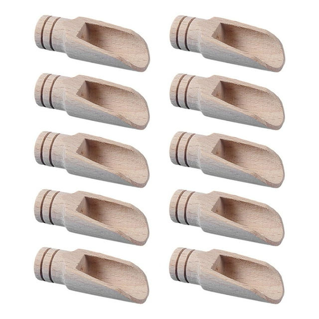 yuksok 10Pcs Mini Wooden Spoon Camping Small Spice Spoon for Kitchen Ice Cream 48mm