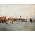 thumbnail image 2 of Raffaele Ragione 24x19 Black Ornate Framed Double Matted Museum Art Print Titled: Figures on the Pier of Naples (Figures on the Pier of Naples),, 2 of 5