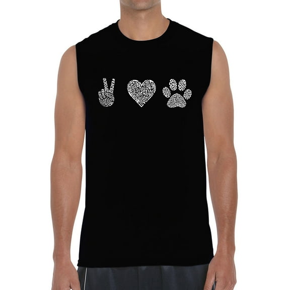 Men's Word Art Sleeveless T-shirt - Peace Love Dogs