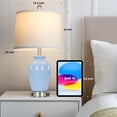 thumbnail image 2 of Lolikit 23" Ceramic Jar Table Lamp Set of 2 for Bedroom Living Room Farmhouse Sky Blue Bedside Nightstand Lamps with USB A+C Charging Ports, 2 of 7