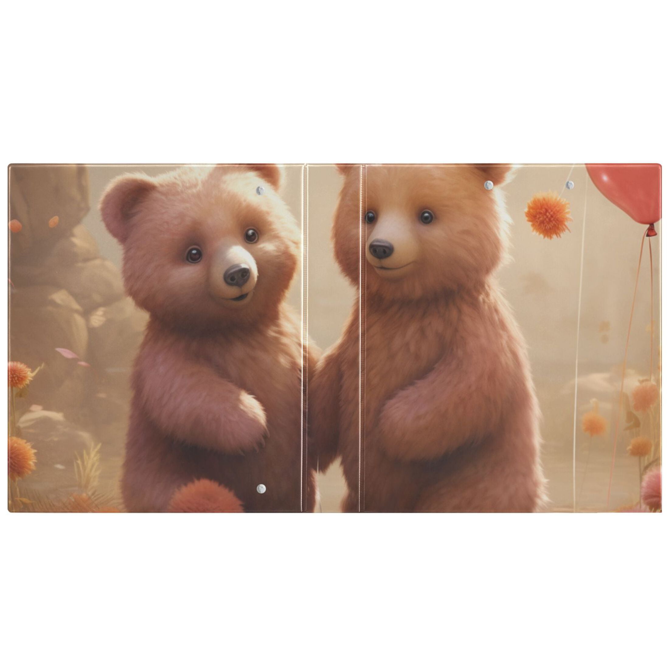 Cute Bears 3 Ring Binders 1.5 inch Hardcover File Folders with Interior Pockets A4 Size Organizer for School Office Hospital Set of 2