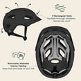 thumbnail image 3 of Retrospec Lennon Casco de bicicleta con luz de seguridad LED Esfera ajustable y visera extraíble - Casco de bicicleta ajustable para hombres y mujeres adultos - Negro mate Talla única, 3 of 6