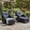 Black-Navy Blue, variant on LayinSun 5 Pieces Patio Outdoor Conversation Set, Wicker Furniture Set with Swivel Chairs and Ottomans 4-Seat