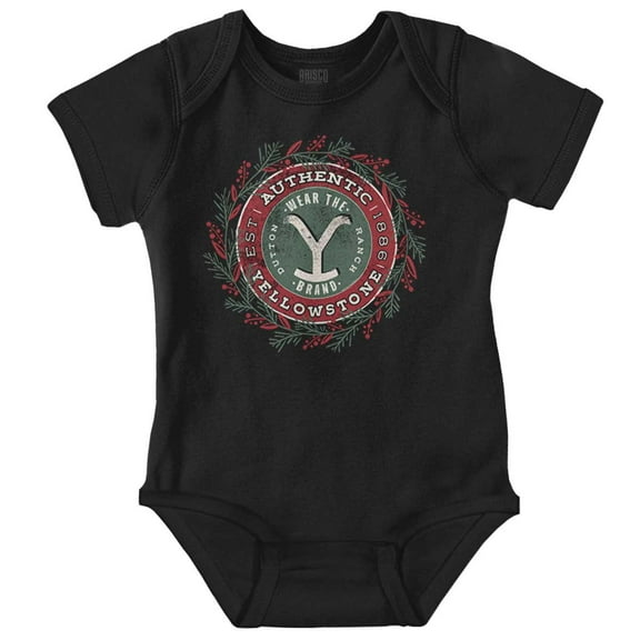 Yellowstone Christmas Y Brand Wreath Baby Romper Boys or Girls