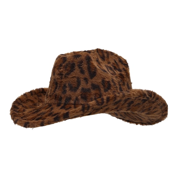 JIKNTTR Women's Cowboy Hat Winter Warm Soft Western Style Hat With Cow Print Leopard Classic Party Cowgirl Hats For Ladies Stylish Cap
