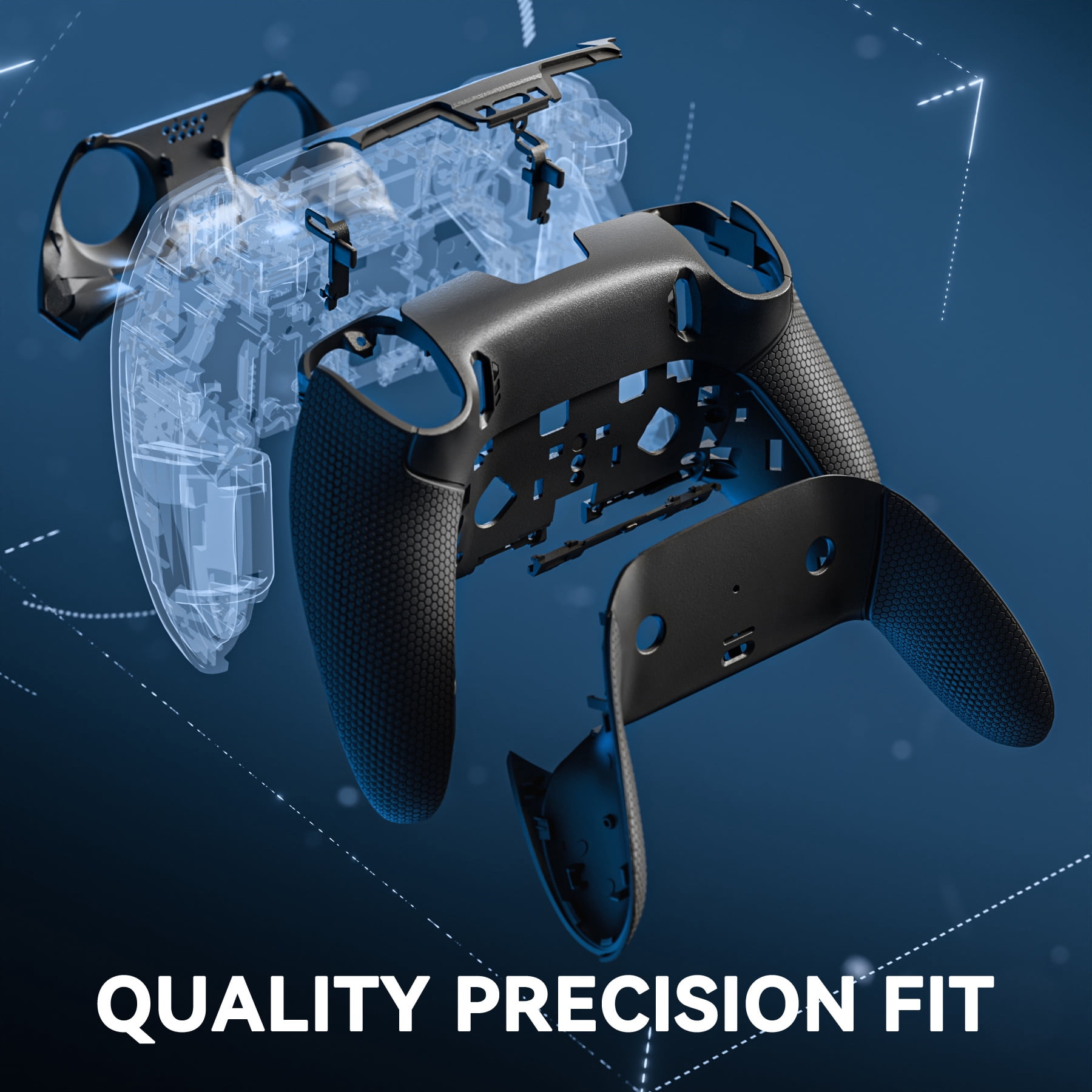 eXtremeRate Beyond-ARC Shell Kit for PS5 Edge Controller - Rubberized Grip Front & Back Cover(Black)