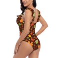 thumbnail image 5 of Yiaed Autumn Leaves Print Women's Ruffled One Piece Swimsuit V Neck Swimwear Slimming Monokini for Woman-Large, 5 of 8