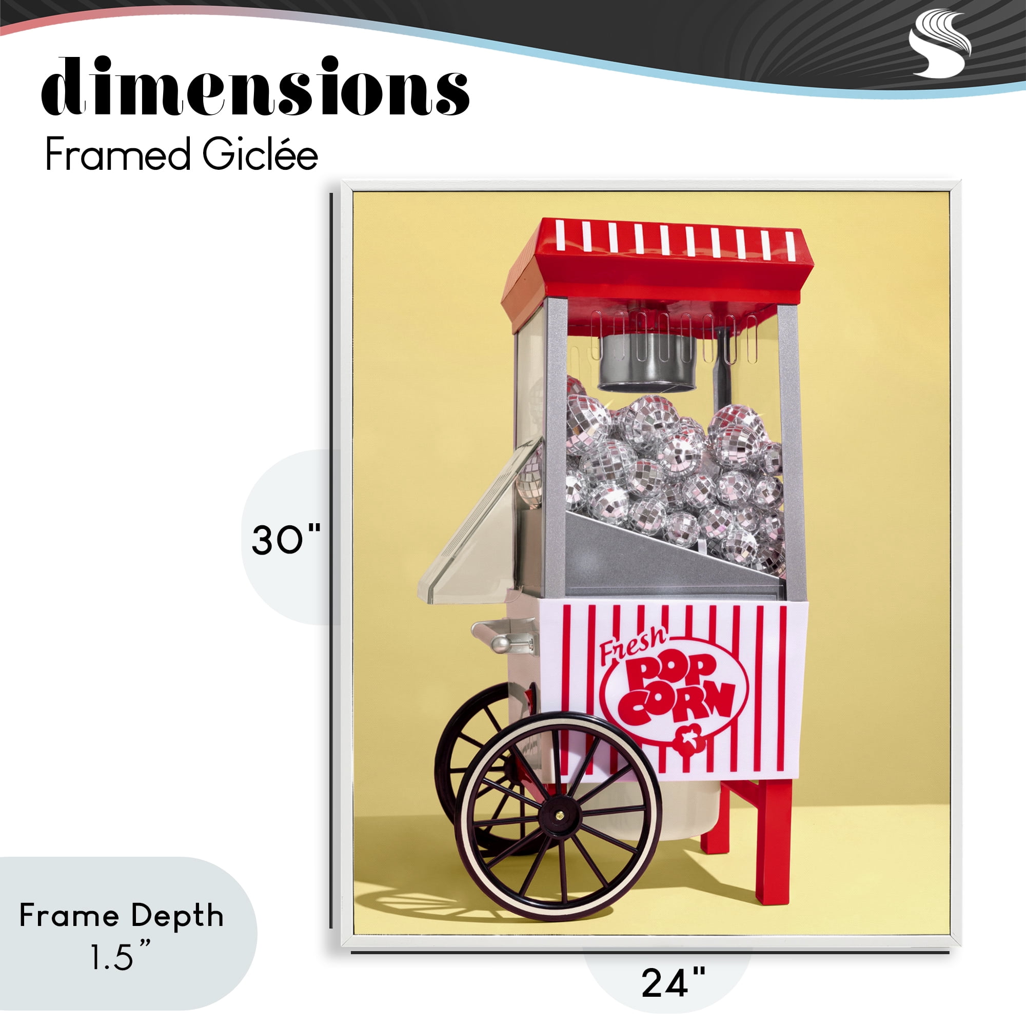 Stupell Industries Disco Popcorn over Yellow White Framed Giclee Art, design by LISH Creative