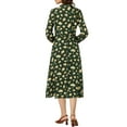 thumbnail image 3 of Allegra K Women's Floral Bow Tie V Neck Long Sleeve Belted Chiffon Midi Dress, 3 of 5