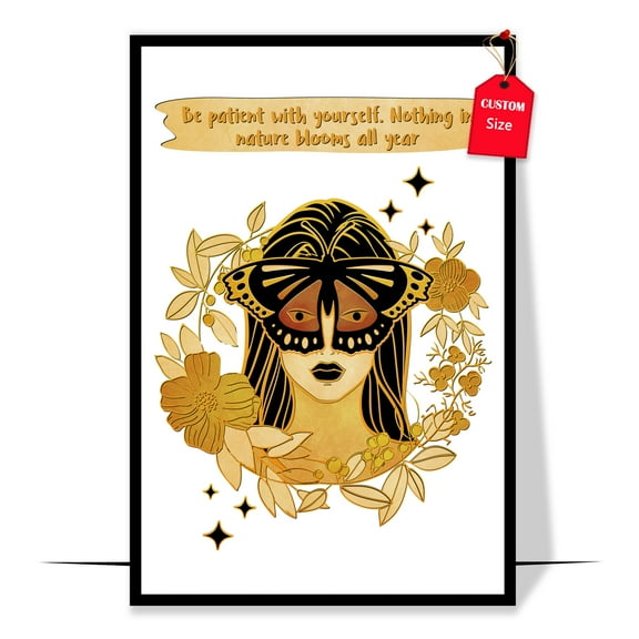 LOLUIS Be Patient With Yourself Poster, Positive Affirmation Quotes Print, Divine Feminine Art Decor (Unframed 11"x17")