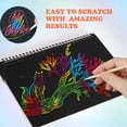 thumbnail image 2 of 3 Pack Rainbow Scratch Art Note Books Magic Scratch Off Paper Notebook Set for Kids Art and Craft Activity Book Black Sketch Doodle Pads with Painting Stencils for Party Favor Game Gift - -, 2 of 8