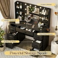 thumbnail image 3 of Homall Vanity Desk with Mirror, LED Lights & Power Outlet, Makeup Vanity Table with 7 Drawers & Shelves for Girls and Women, Black, 3 of 7