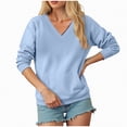 thumbnail image 3 of Towmus Casual Womens Sweatshirts V Neck Long Sleeve Blouses Basic Solid Pullover Tops Sweatshirt for Women, 3 of 6