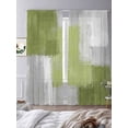 thumbnail image 4 of Sage Green Abstract Sheer Curtains 108 Inches Long 2 Panels Set, Window Sheer Curtains for Living Room/Bedroom, Grey Geometric Oil Painting Vintage Light Filtering Rod Pocket Curtain 52''x108''x2, 4 of 8