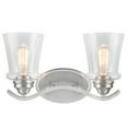 thumbnail image 4 of Aspen Creative 62116-1, Two-Light Metal Bathroom Vanity Wall Light Fixture, 15 1/2" Wide, Transitional Design in Satin Nickel with Clear Glass Shade, 4 of 6