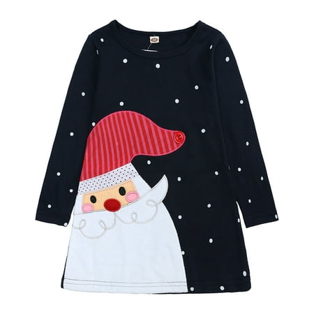 

LIhncine Girls Dress Toddler Kids Baby Girl Santa Wave Point Princess Dress Christmas Outfits Clothes Toddler Girls Dresses(Blue 9-12 Months)