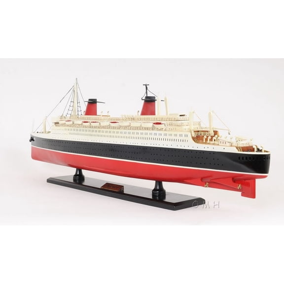 HomeRoots 401883 11 in. Black & Red SS France Hand Painted Decorative Boat