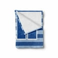 thumbnail image 2 of Ahoy Its a Boy Soft Flannel Fleece Blanket, Ahoy Written with Nautical Wheel Striped Nursery Wall Art Design, Cozy Plush for Indoor and Outdoor Use, 70" x 90", Blue Pale Blue White, by Ambesonne, 2 of 6