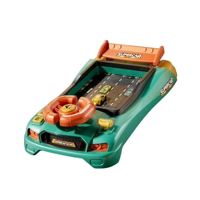 Coche de carreras de aventura con volante, juguete educativo, coche musical resistente, juguete de conducción. Versión verde Race
