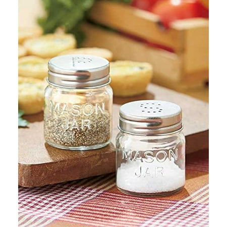 2 Piece Jar - 2 Piece Country Mason Jar Salt and Pepper Shakers Set Kitchen Counter Top Set