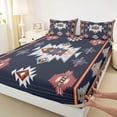 thumbnail image 3 of Homewish Hippie Aztec Female Twin Sheet Sets, Vintage Western Navy Triangle Twin Fitted Sheet, Bohemian Mandala Theme Flat Sheet, Ultra Soft Bedroom Decor, 3-Piece, 3 of 7
