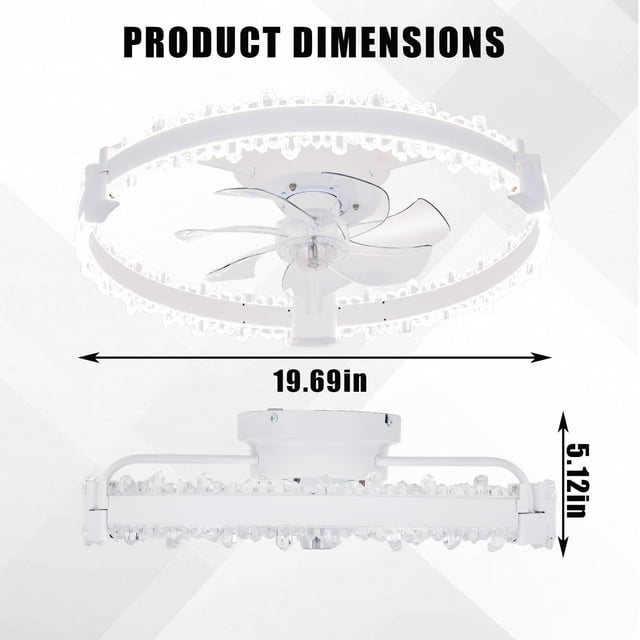Kojooin Modern Ceiling Fan with Circular LED Light, Tree Branch Design and Silent Motor for Bedroom or Living Room