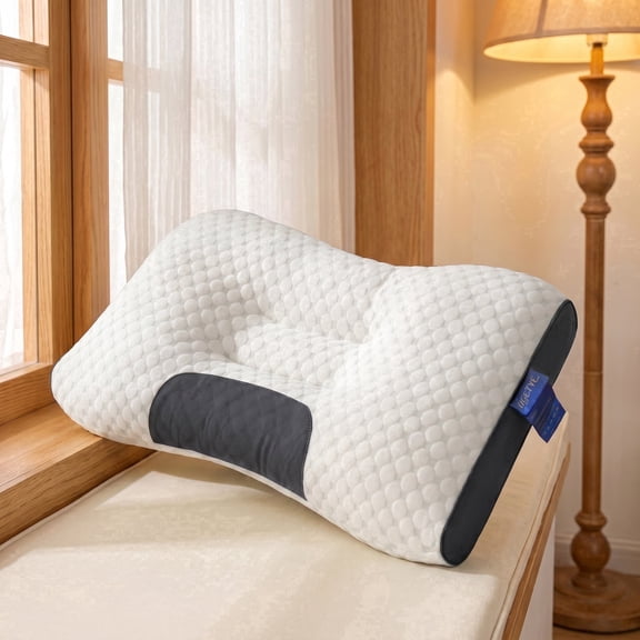 2 Pack Multi-functional Neck Support Pillows,Fabric soft, breathable and easy to clean,Even support to relieve neck tension,Suitable for all sleeping positions(gray white)