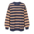 thumbnail image 3 of Oversized Sweaters Sevevn Women Oversized Striped Crewneck Sweater Long Sleeve Color Block Pullover Tops, 3 of 5