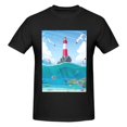 thumbnail image 4 of Bingfone Lighthouse Sea Port Men'S Loose Fit Short-Sleeve Pocket T-Shirt, 4 of 7
