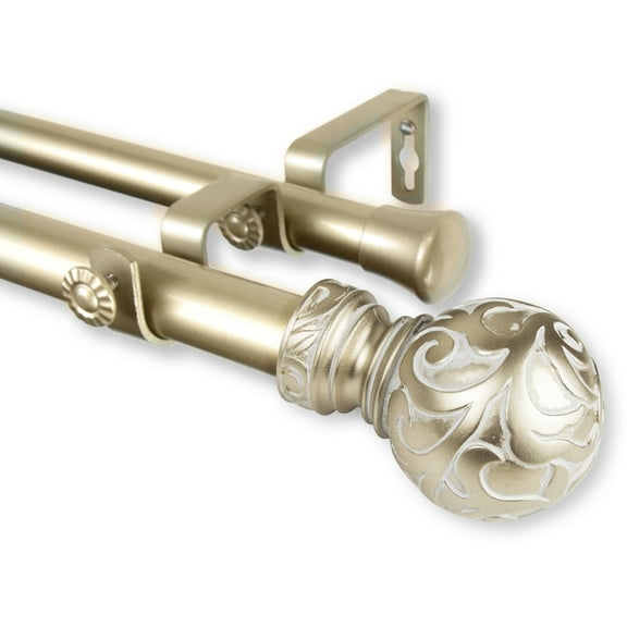 Terreca Double Curtain Rod 1" OD 120-170 inch - Light Gold