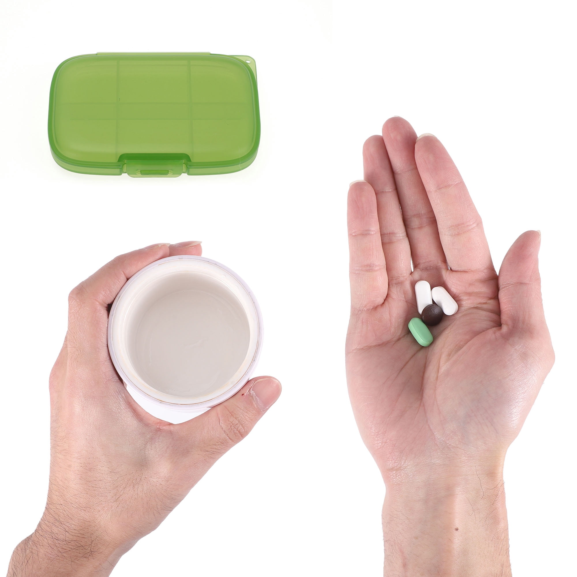 Unique Bargains 6 Grids Single Layer Pill Box 1Pc Green