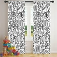 thumbnail image 5 of Blackout Kids Curtains,Black White Football Elements Pattern Childrens Insulated Curtains Set Of 2,Bedroom Essentials,Toddler Room Decor 42"x84", 5 of 5