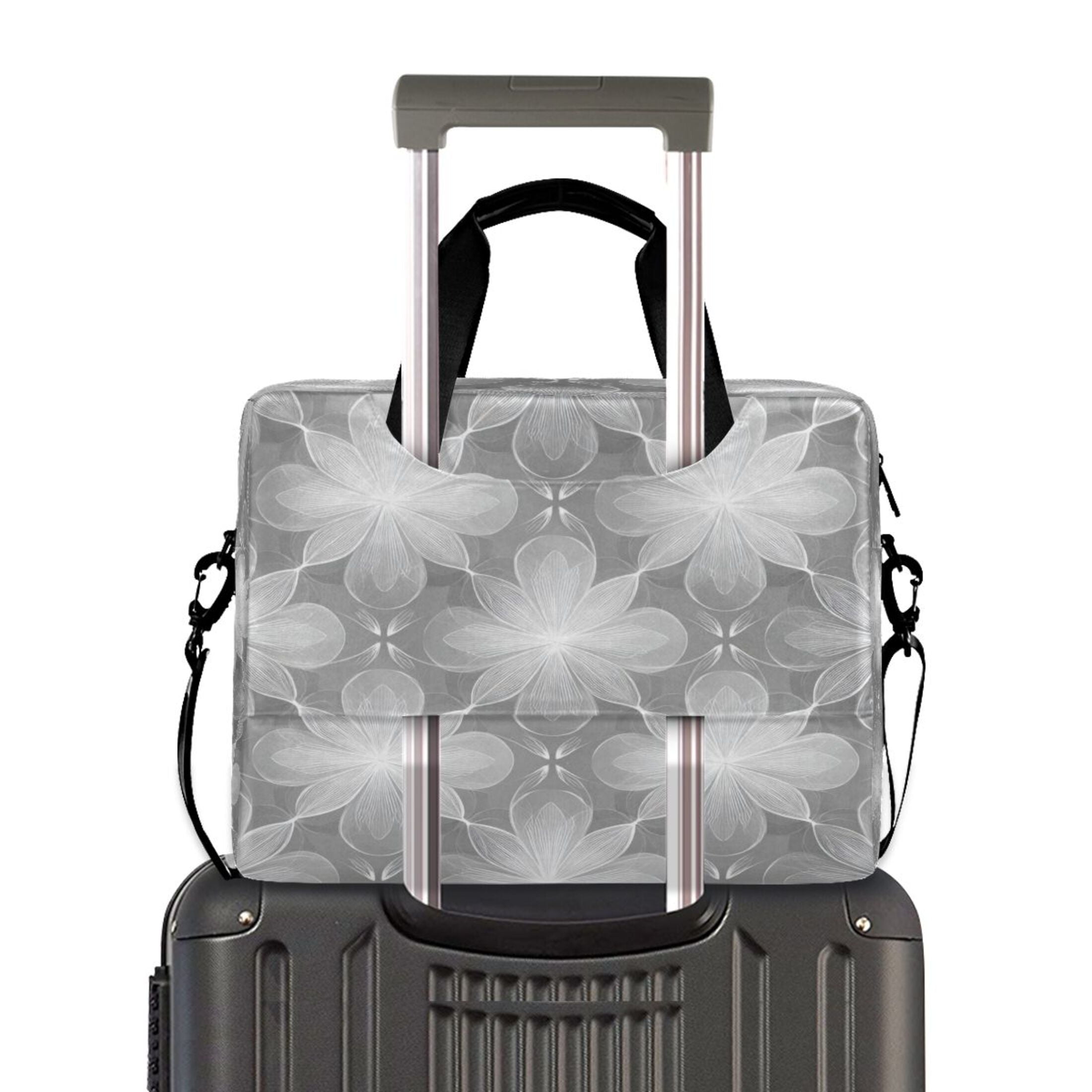 Laptop Bag Laptop Briefcase 15.7 x 3 x 11.8 Inches Laptop Bag Briefcases Laptop Storage Travel Laptop Bag Work Laptop Bag Silver Flower Seamless