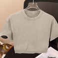 thumbnail image 4 of Gealkoca Cropped T Shirts for Women Vintage Tees Crop T-Shirts Oversized Cotton Tshirt Short Sleeve Casual Round Neck Basic Tees Loose Summer Top, 4 of 5