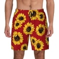 thumbnail image 2 of Picia Sunflowers On Red pattern Mens Swim Trunks with Compression Liner Stretch Beach Shorts Quick Dry with Zipper Pockets No-Chafing Board Shorts-Small, 2 of 9
