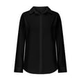 thumbnail image 4 of Stylish Olyvenn Womens Button Down Shirts Classic Fit Dress Shirt Work Business Casual Collar V Neck Long Sleeve Blouse Tops Black L, 4 of 8