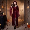 thumbnail image 6 of Witch Costume, Witch Outfit, Witch Roleplay, Witch Cos, Witch Cosplay, Women Renaissance Lace-Up Vintage Hooded Dress Medieval Witch Dress Cosplay Costume, Red XXL, 6 of 6