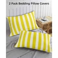 thumbnail image 3 of Yellow Striped Pillow Covers Standard Size 2 Pack, Modern Farmhouse Yellow White Stripes Soft Bed Throw Pillowcases Breathable Cooling Long Lumbar Body Pillow Sham Cover for Bed Sofa 20''x26'', 3 of 7