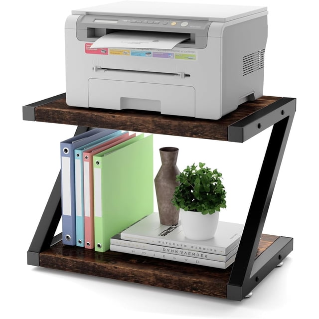 SAFONUS Soporte para Impresora, Mueble para Impresora de 2 Niveles, Mesa para Impresora con Almohadillas Antideslizantes y pies Ajustables, Mesa Impresora para Organizador de Escritorio