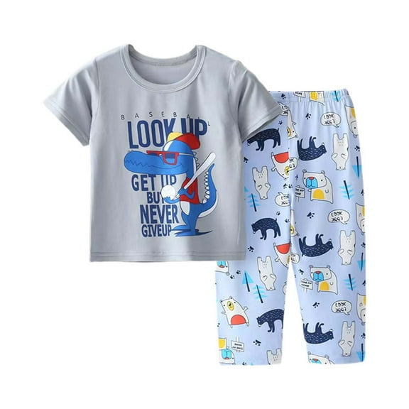 Gunia Kids Girls Clothes Set Children Pajamas Homewear Cartoon Boys Short Sleeve Pants 3-14 Years Outfits Skin-Friendly Loungewear,5-6 Years