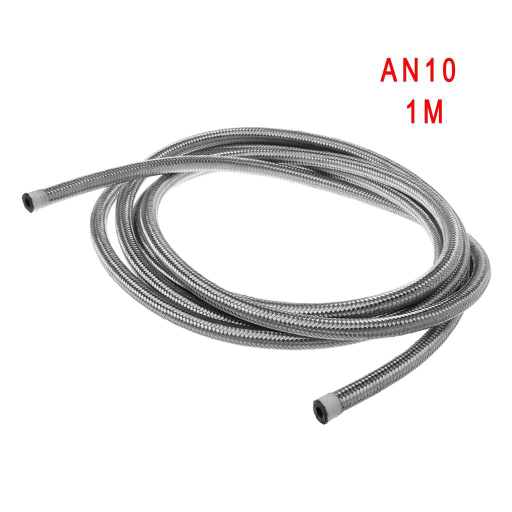 5M Silver AN4 6 8 10Nylon Stainless Steel Braided RacingFuel Oil Gas Line Hose 