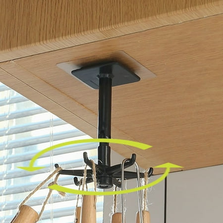 

360° Rotating Self Adhesive Utility Hook Under Cabinet Hooks Adhesive Kitchen Hooks for Hanging Utensils Holder Hanger Storage Rack for Kitchen Utensils Organizer