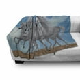 thumbnail image 3 of Horse Soft Flannel Fleece Throw Blanket, Digitally Generated Graphic of an Animal Herd Running Wildly Open Sky, Cozy Plush for Indoor and Outdoor Use, 70" x 90", Sky Blue Grey, by Ambesonne, 3 of 6